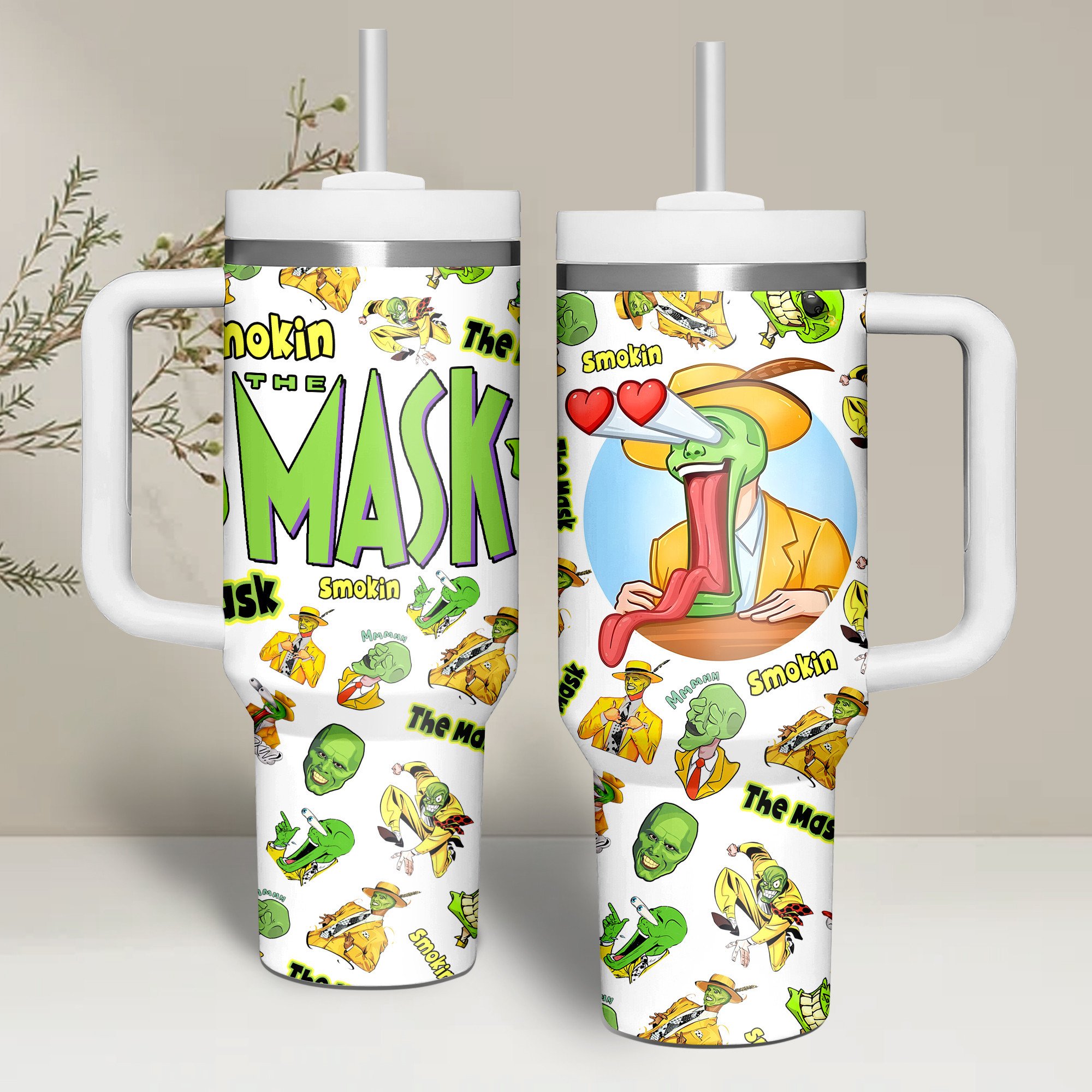 The Mask Movies Custom Stanley Quencher 40oz Stainless Steel Tumbler With Handle