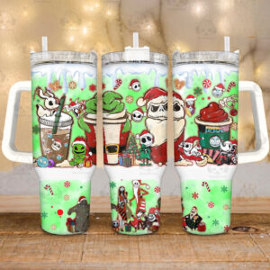The Nightmare Before Christmas Cartoon Custom Stanley Quencher 40oz Stainless Steel Tumbler With Handle