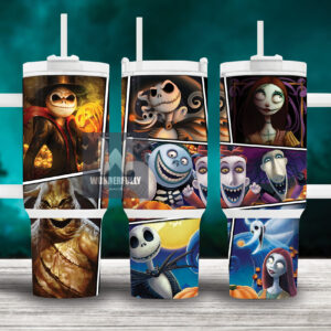 The Nightmare Before Christmas Cartoon Custom Stanley Quencher 40oz Stainless Steel Tumbler With Handle