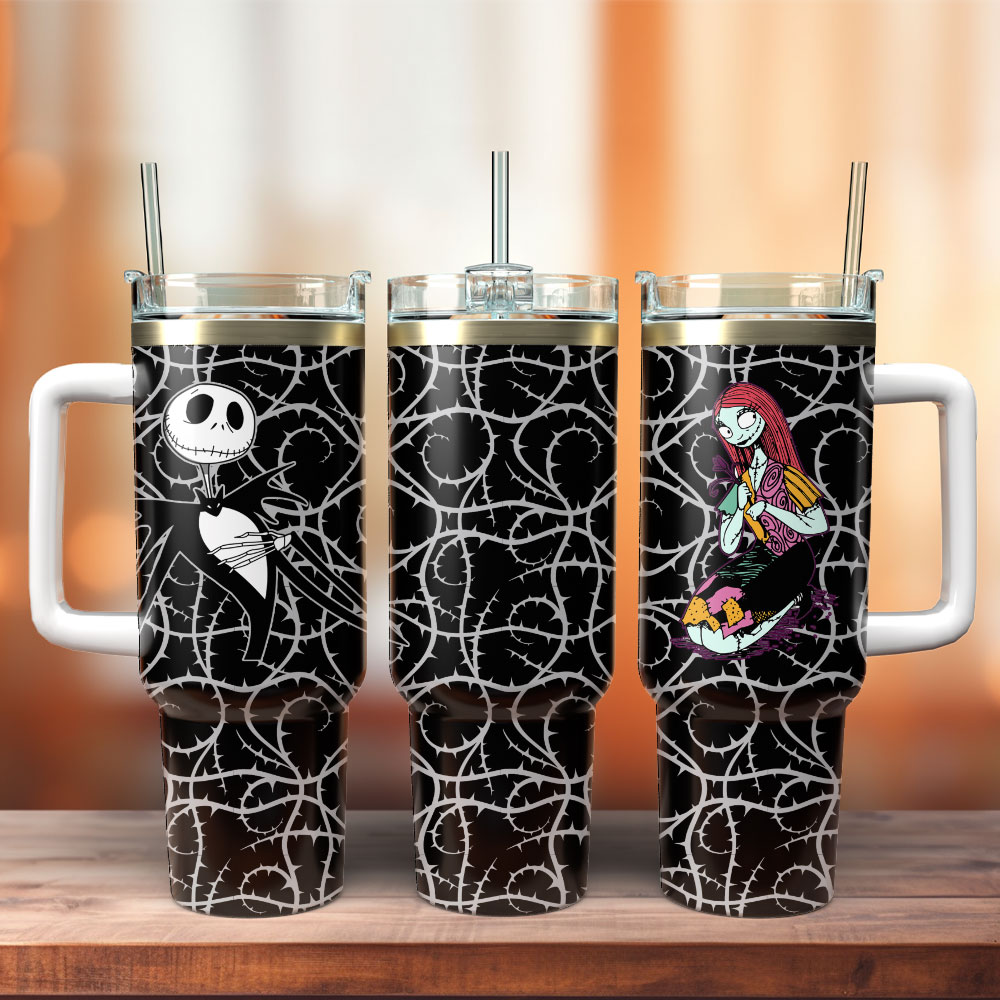 The Nightmare Before Christmas Cartoon Custom Stanley Quencher 40oz Stainless Steel Tumbler With Handle