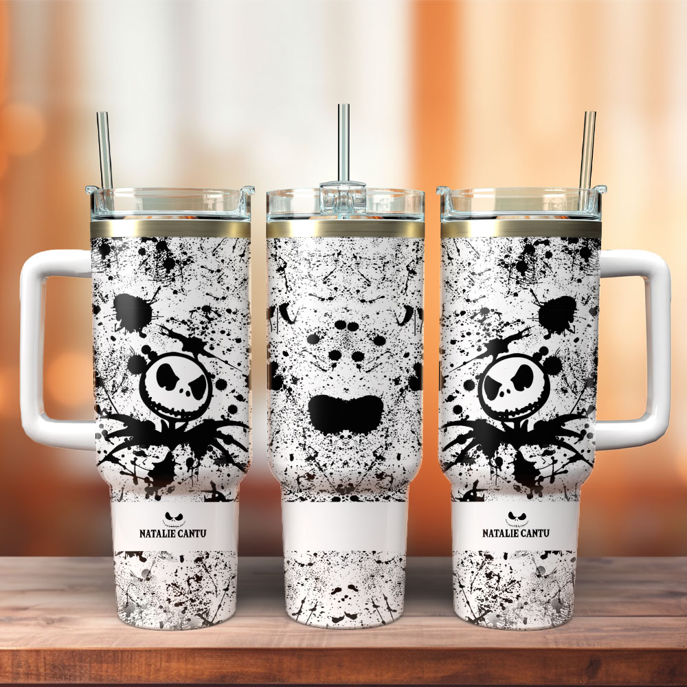 The Nightmare Before Christmas Cartoon Custom Stanley Quencher 40oz Stainless Steel Tumbler With Handle