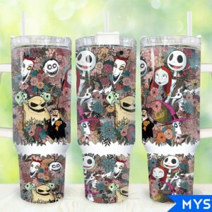 The Nightmare Before Christmas Cartoon Custom Stanley Quencher 40oz Stainless Steel Tumbler With Handle