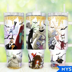 The Nightmare Before Christmas Cartoon Custom Stanley Quencher 40oz Stainless Steel Tumbler With Handle