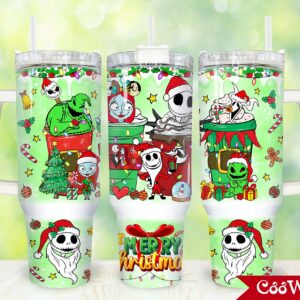 The Nightmare Before Christmas Cartoon Custom Stanley Quencher 40oz Stainless Steel Tumbler With Handle