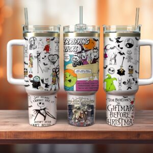 The Nightmare Before Christmas Custom Stanley Quencher 40oz Stainless Steel Tumbler With Handle