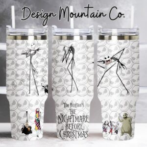 The Nightmare Before Christmas Disney Cartoon Custom Stanley Quencher 40oz Stainless Steel Tumbler With Handle