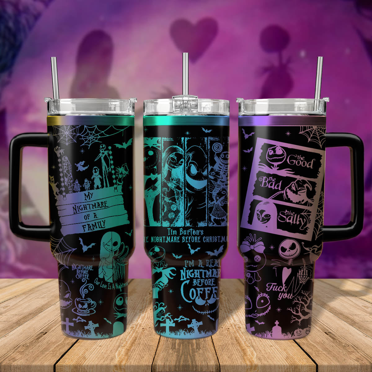 The Nightmare Before Christmas Movies Custom Stanley Quencher 40oz Stainless Steel Tumbler With Handle