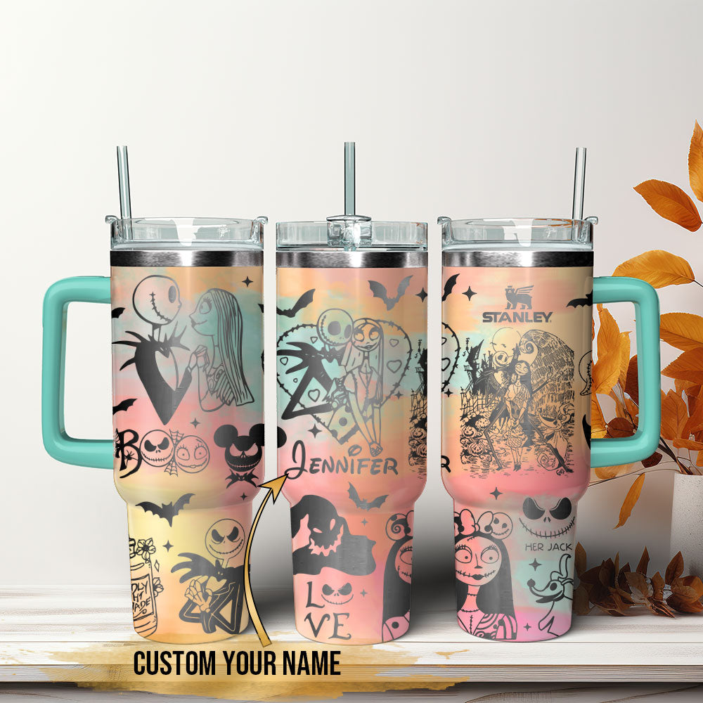 The Nightmare Before Christmas Movies Custom Stanley Quencher 40oz Stainless Steel Tumbler With Handle