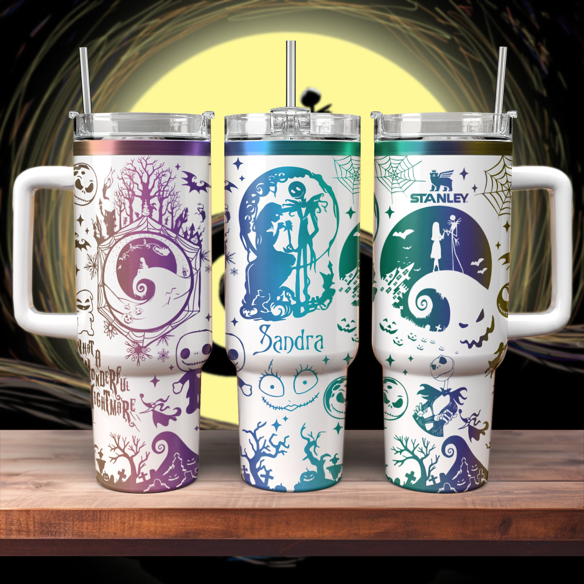 The Nightmare Before Christmas Movies Custom Stanley Quencher 40oz Stainless Steel Tumbler With Handle