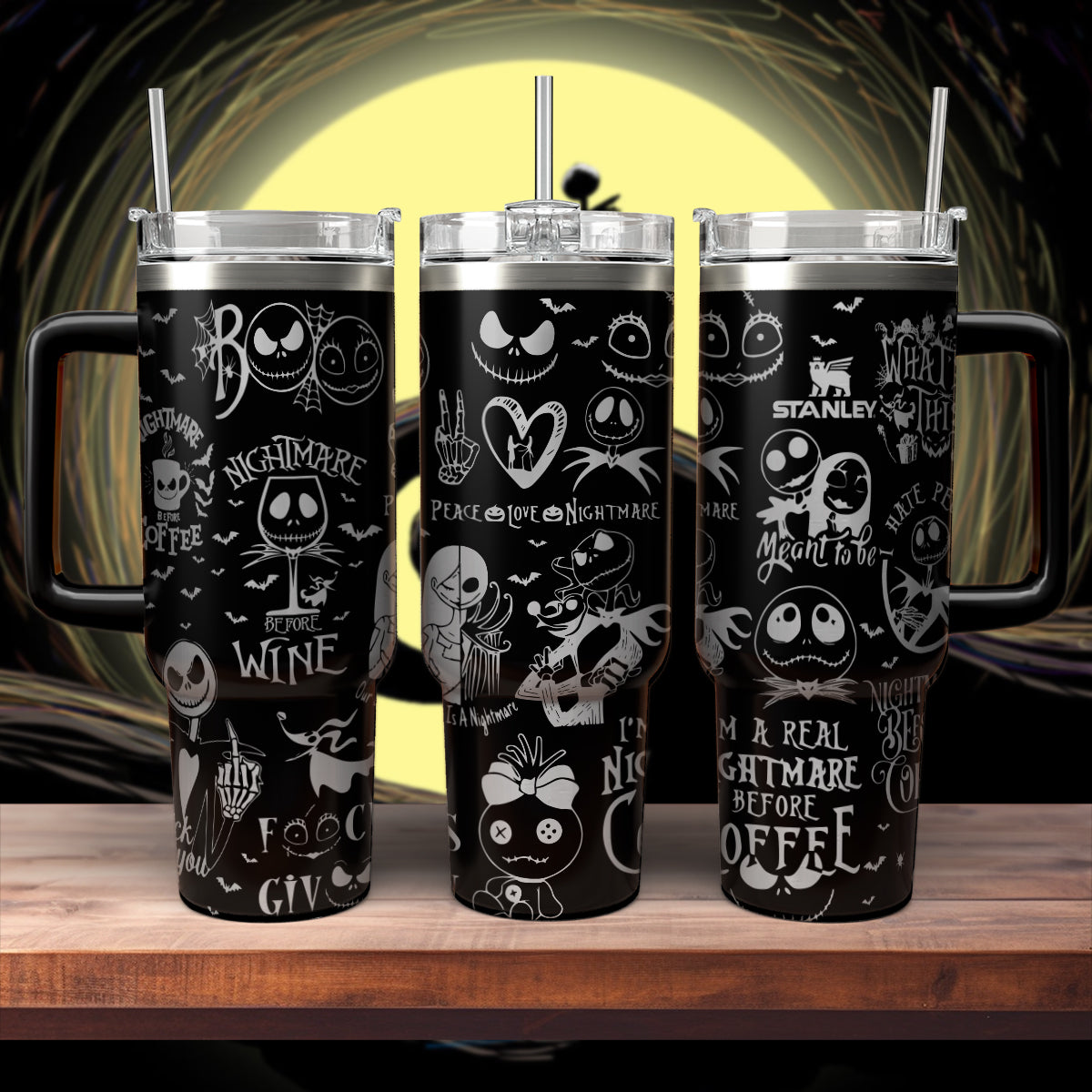 The Nightmare Before Christmas Movies Custom Stanley Quencher 40oz Stainless Steel Tumbler With Handle
