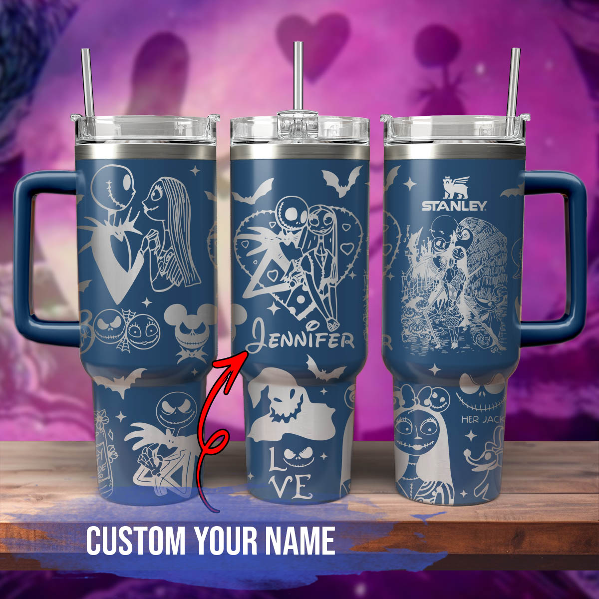 The Nightmare Before Christmas Movies Custom Stanley Quencher 40oz Stainless Steel Tumbler With Handle