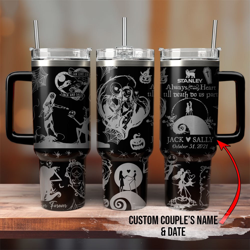 The Nightmare Before Christmas Movies Custom Stanley Quencher 40oz Stainless Steel Tumbler With Handle