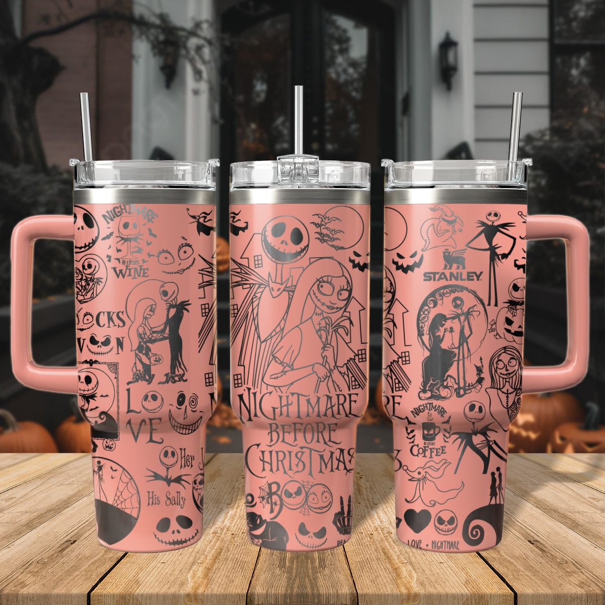 The Nightmare Before Christmas Movies Custom Stanley Quencher 40oz Stainless Steel Tumbler With Handle