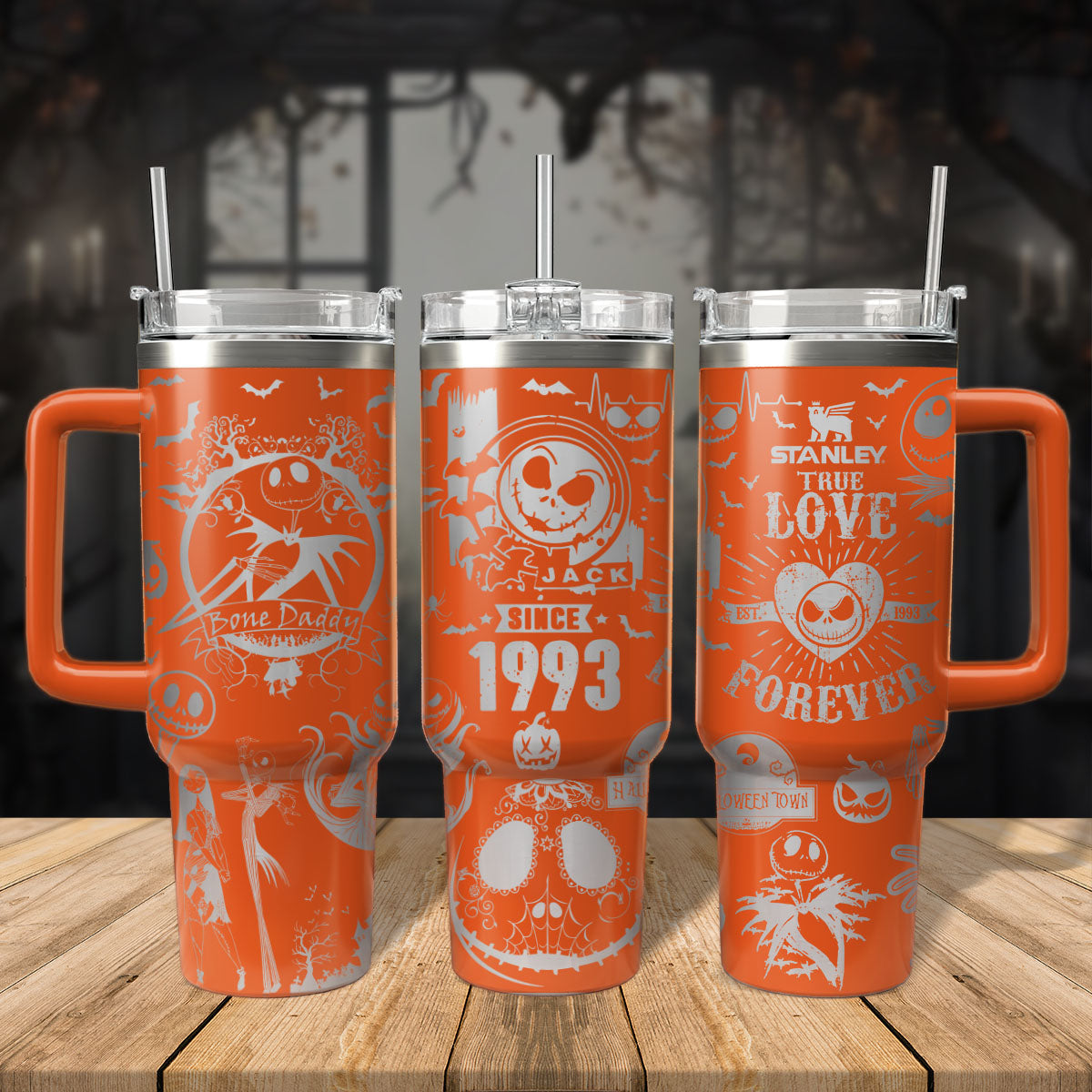 The nightmare Before Christmas Movies Custom Stanley Quencher 40oz Stainless Steel Tumbler With Handle