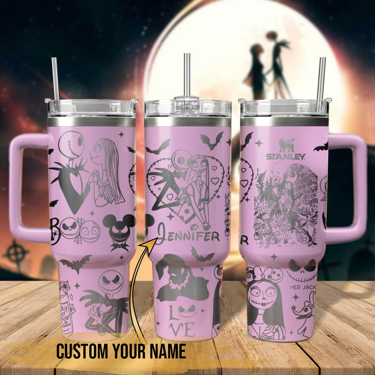 The Nightmare Before Christmas Movies Custom Stanley Quencher 40oz Stainless Steel Tumbler With Handle