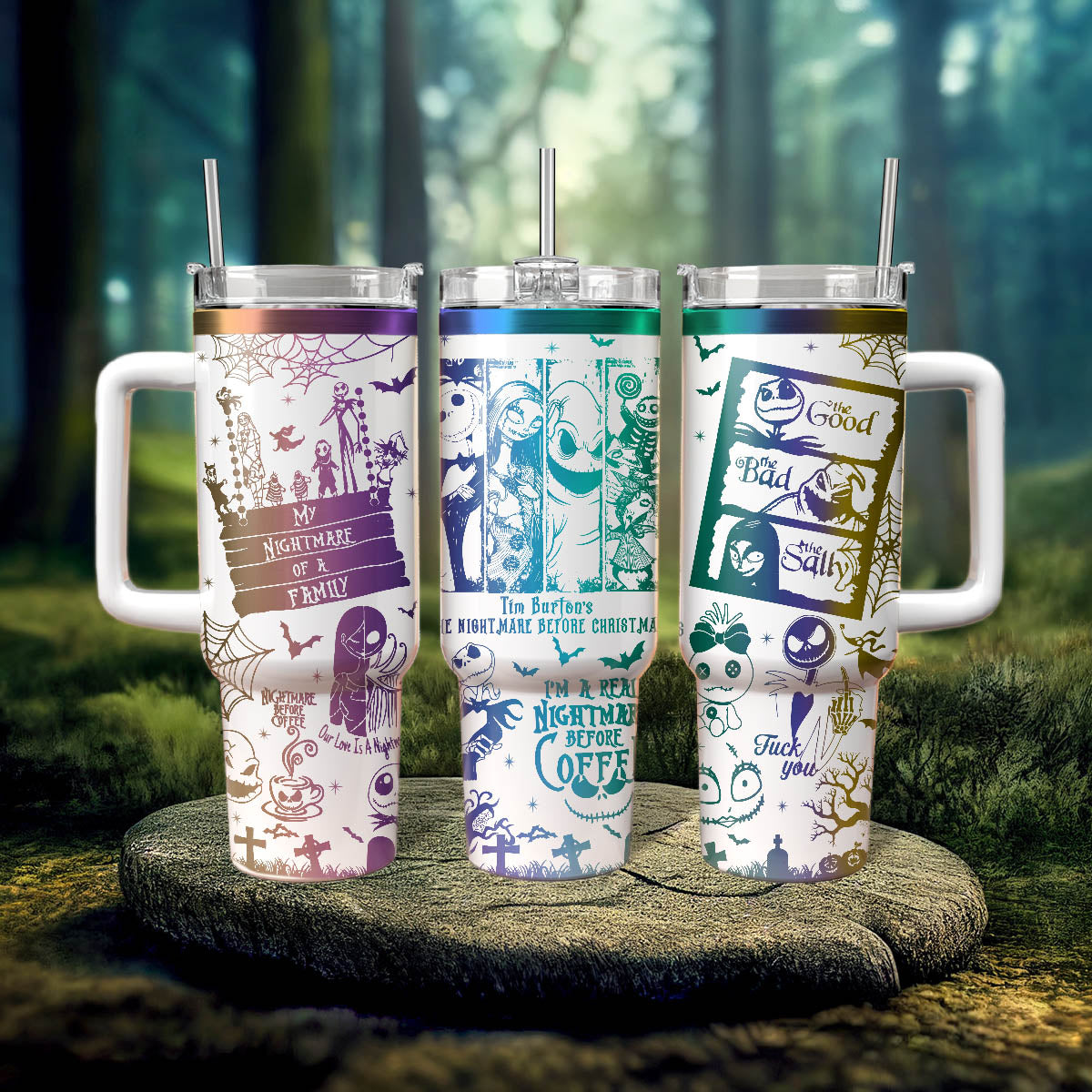 The Nightmare Before Christmas Movies Custom Stanley Quencher 40oz Stainless Steel Tumbler With Handle