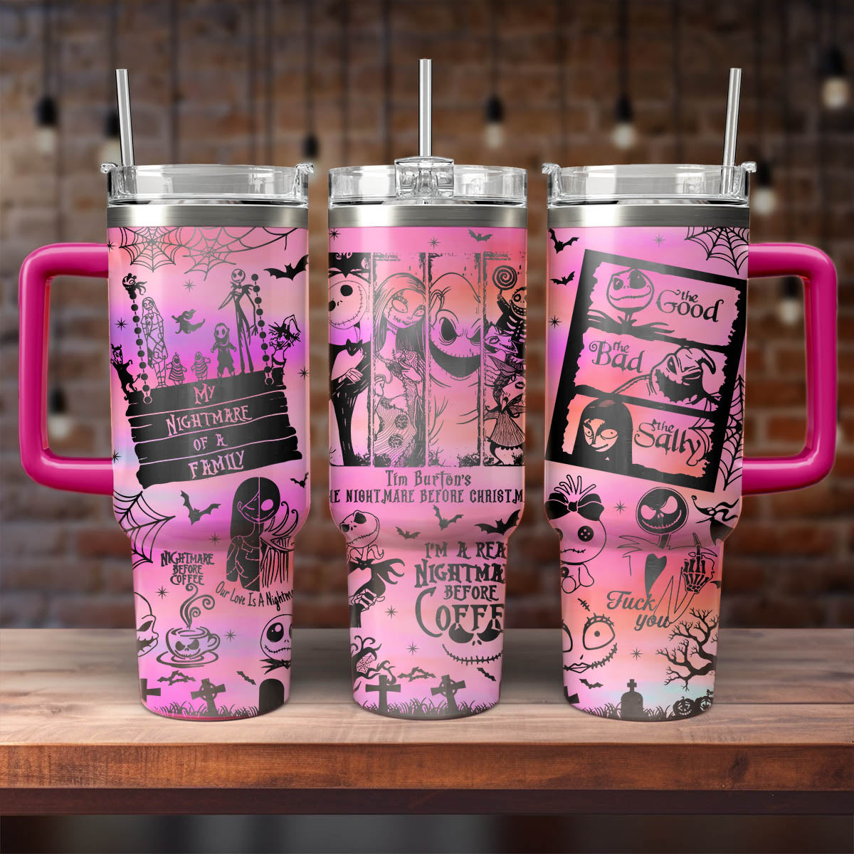 The Nightmare Before Christmas Movies Custom Stanley Quencher 40oz Stainless Steel Tumbler With Handle