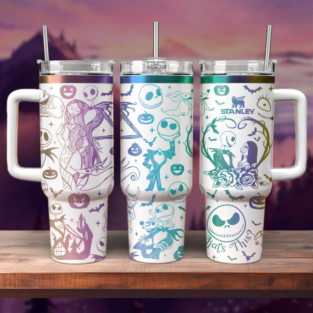 The Nightmare Before Christmas Movies Custom Stanley Quencher 40oz Stainless Steel Tumbler With Handle
