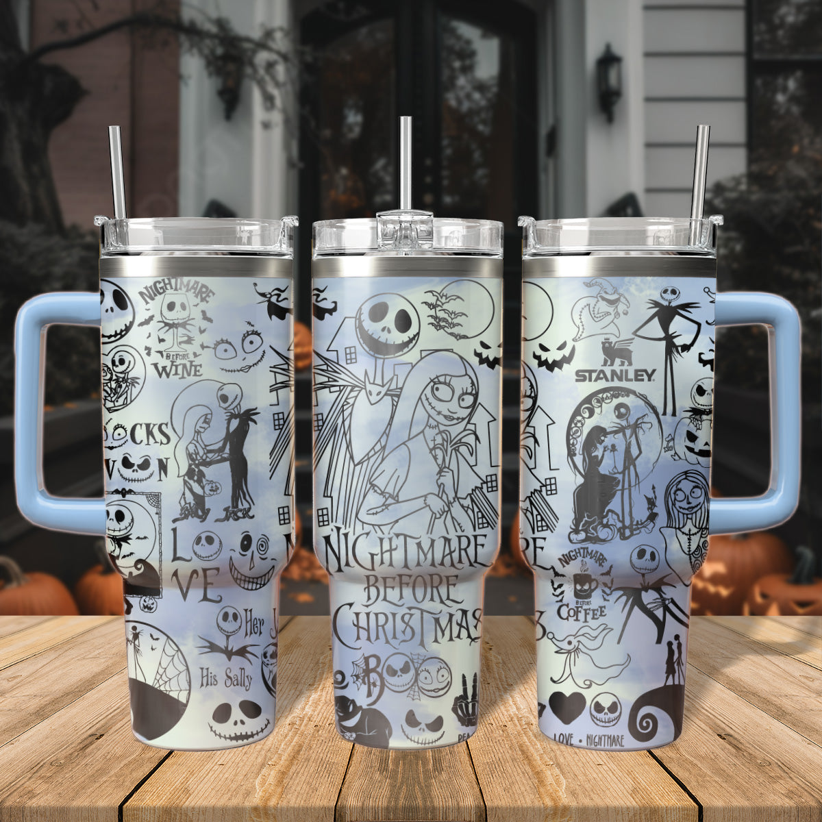 The Nightmare Before Christmas Movies Custom Stanley Quencher 40oz Stainless Steel Tumbler With Handle