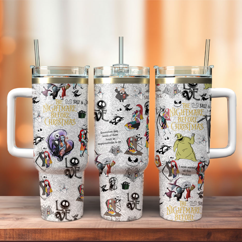 The Nightmare Before Christmas Movies Custom Stanley Quencher 40oz Stainless Steel Tumbler With Handle