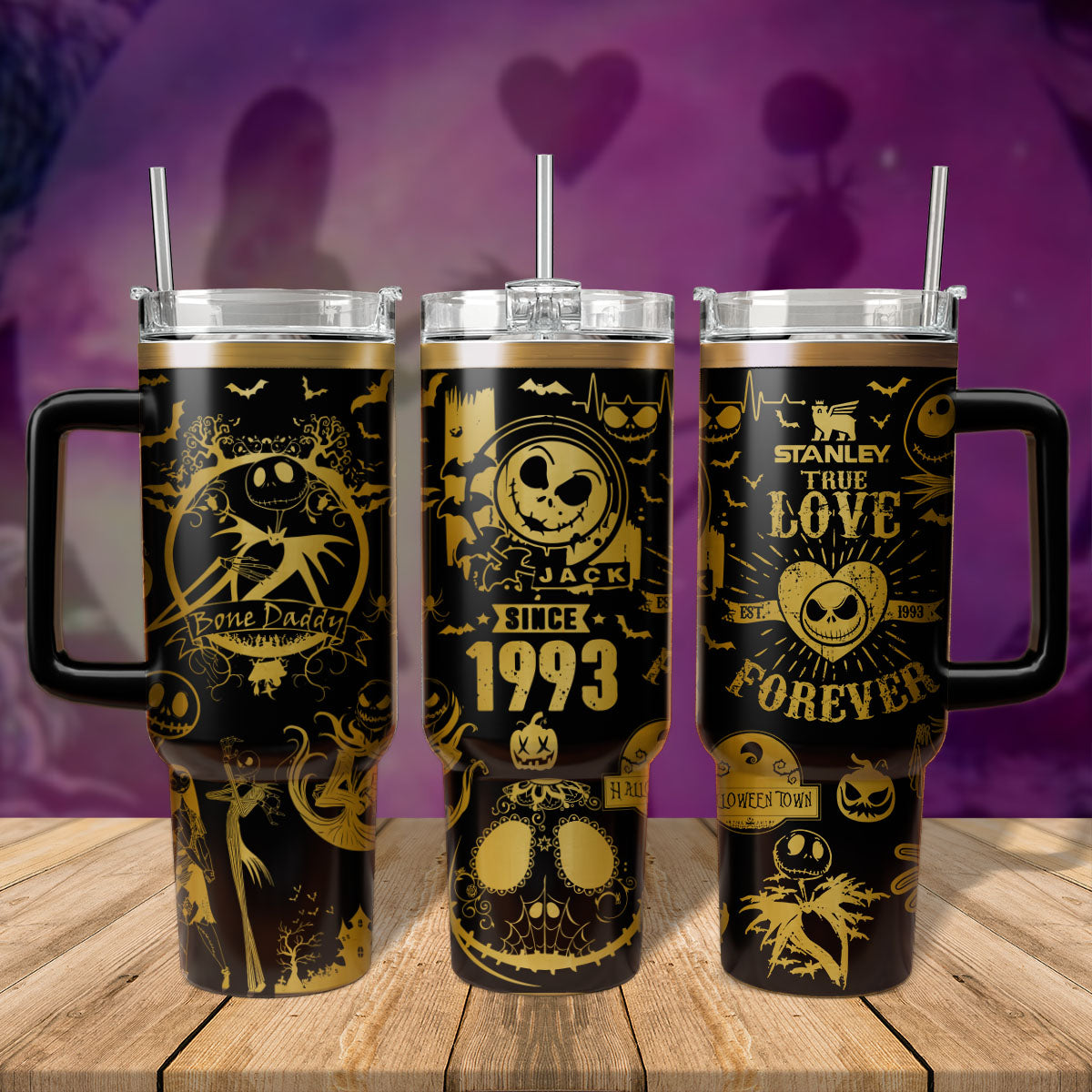 The nightmare Before Christmas Movies Custom Stanley Quencher 40oz Stainless Steel Tumbler With Handle