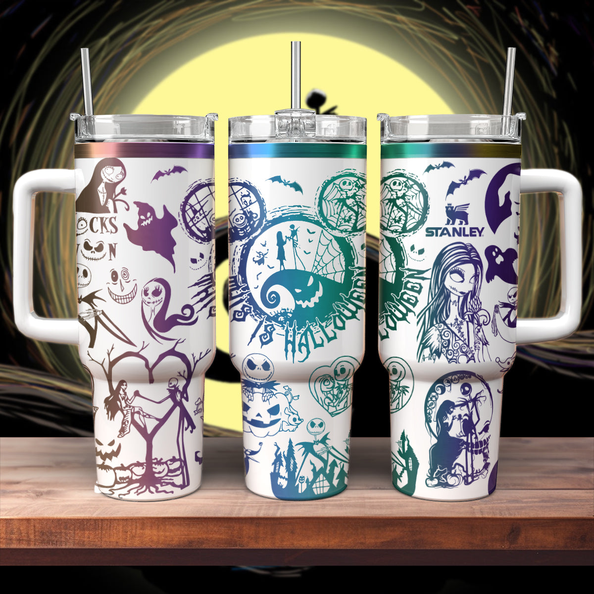 The Nightmare Before Christmas Movies Custom Stanley Quencher 40oz Stainless Steel Tumbler With Handle