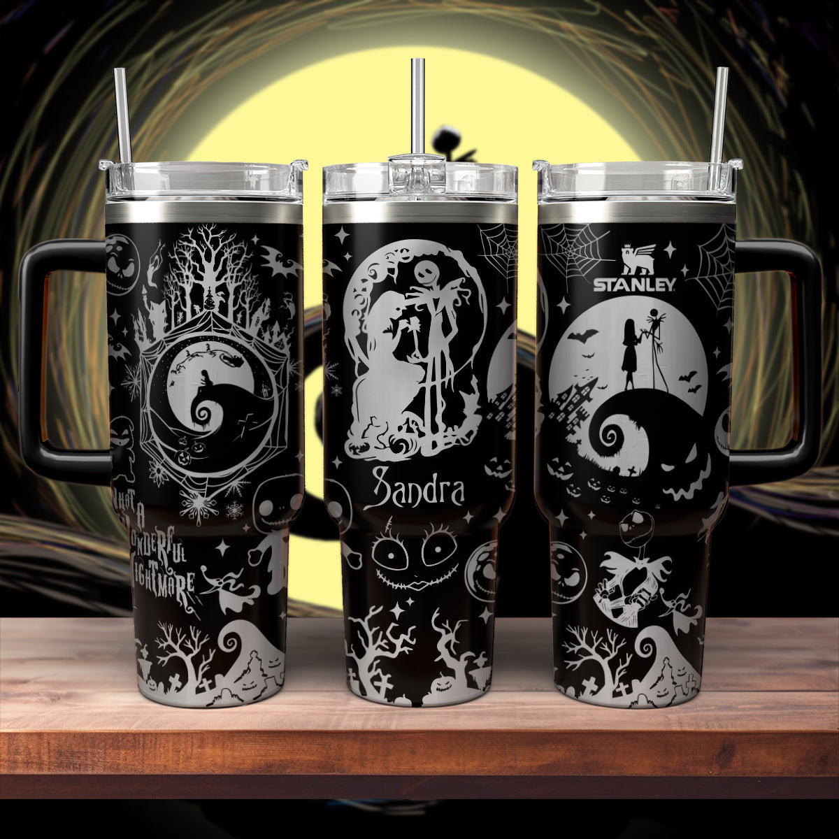 The Nightmare Before Christmas Movies Custom Stanley Quencher 40oz Stainless Steel Tumbler With Handle