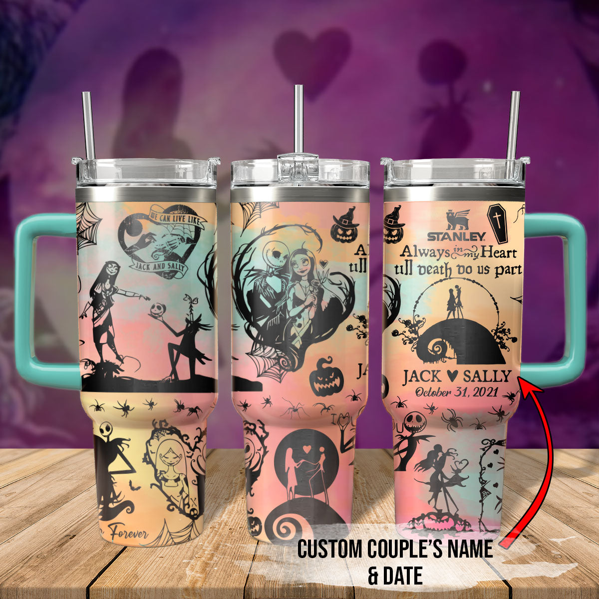 The Nightmare Before Christmas Movies Custom Stanley Quencher 40oz Stainless Steel Tumbler With Handle