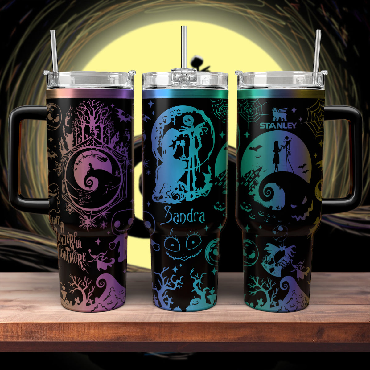 The Nightmare Before Christmas Movies Custom Stanley Quencher 40oz Stainless Steel Tumbler With Handle
