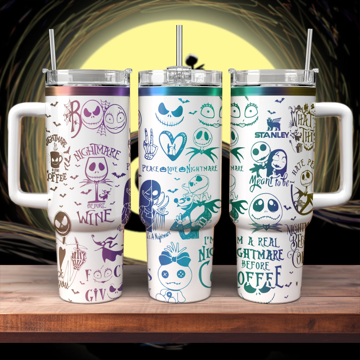 The Nightmare Before Christmas Movies Custom Stanley Quencher 40oz Stainless Steel Tumbler With Handle