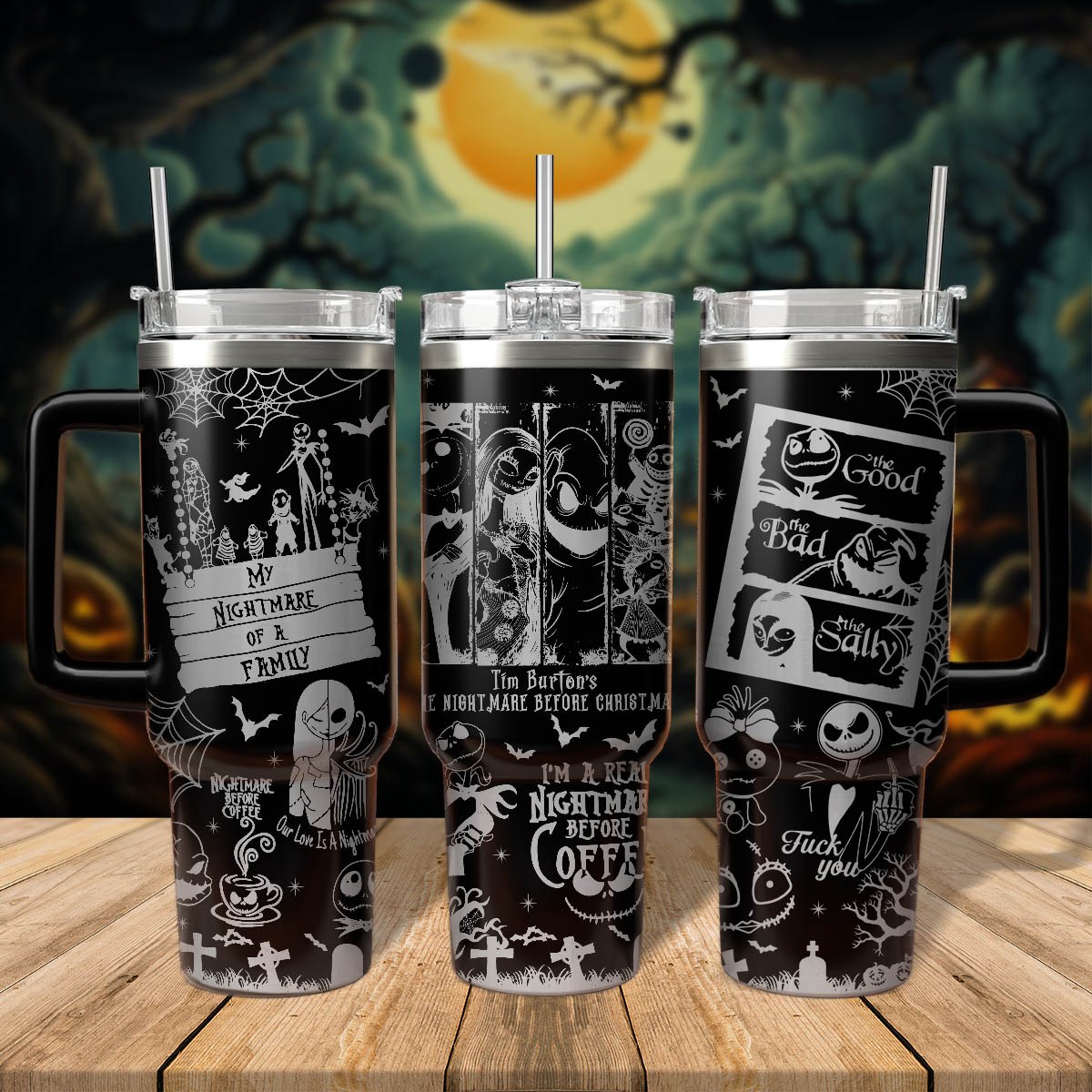 The Nightmare Before Christmas Movies Custom Stanley Quencher 40oz Stainless Steel Tumbler With Handle