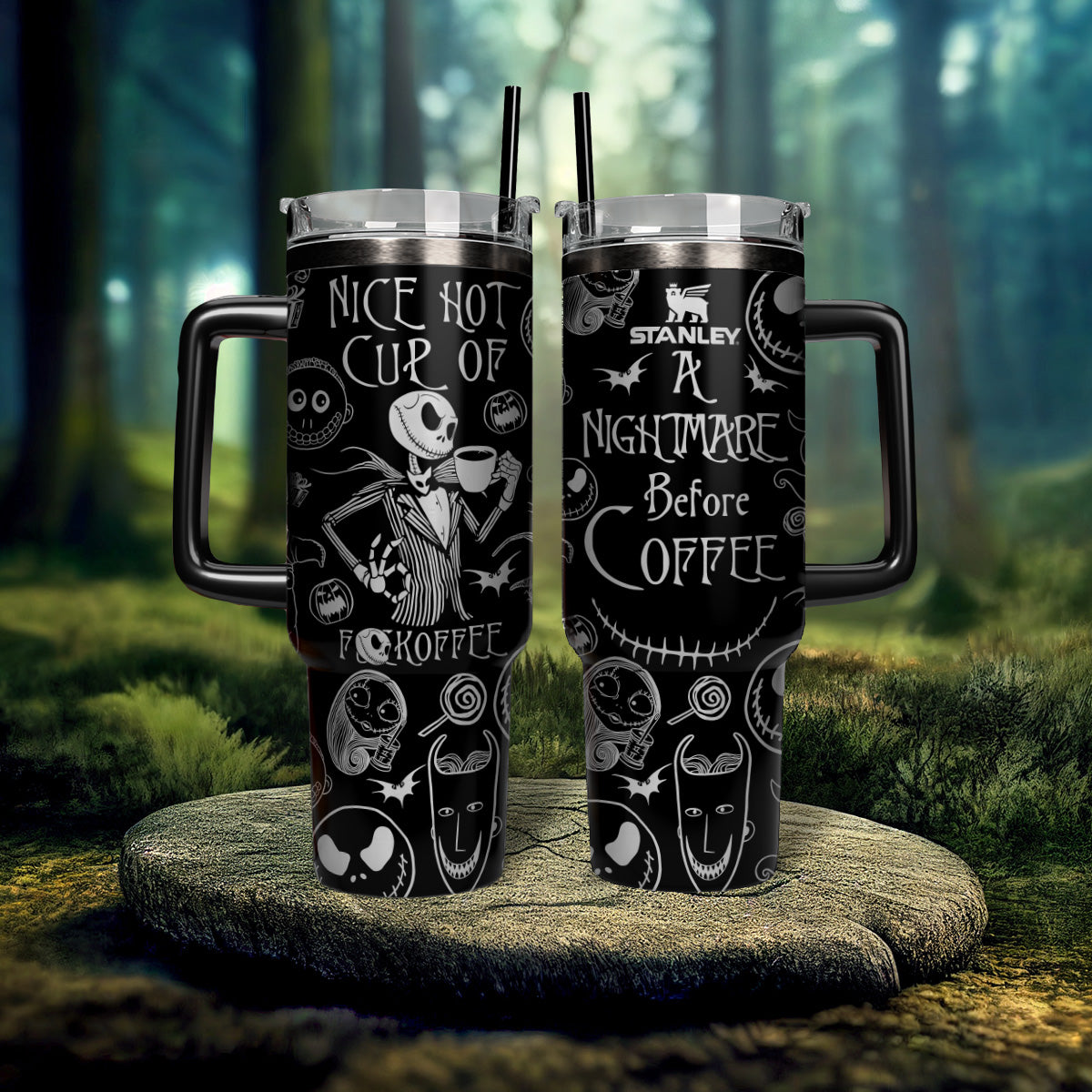The Nightmare Before Christmas Movies Custom Stanley Quencher 40oz Stainless Steel Tumbler With Handle