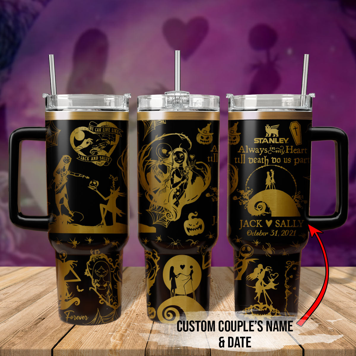 The Nightmare Before Christmas Movies Custom Stanley Quencher 40oz Stainless Steel Tumbler With Handle
