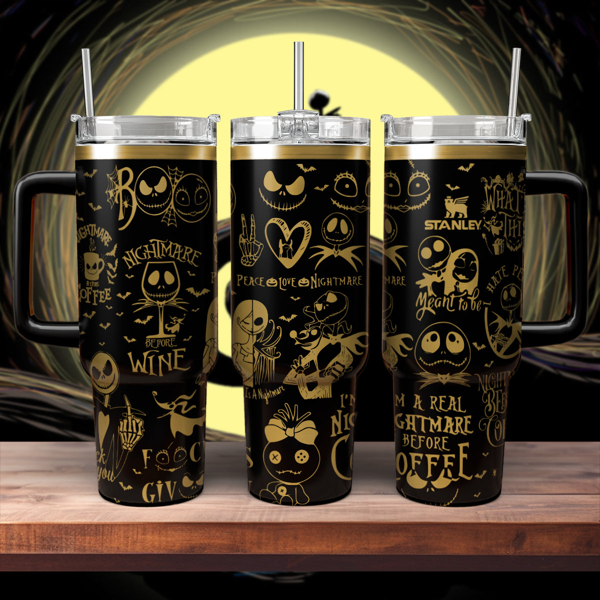 The Nightmare Before Christmas Movies Custom Stanley Quencher 40oz Stainless Steel Tumbler With Handle