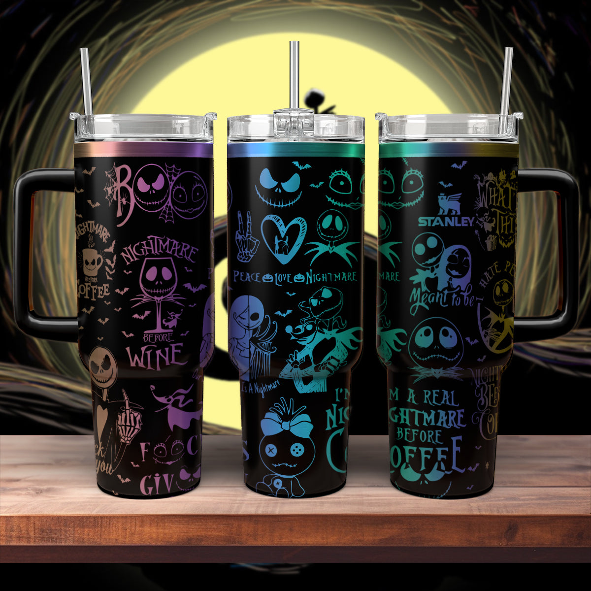 The Nightmare Before Christmas Movies Custom Stanley Quencher 40oz Stainless Steel Tumbler With Handle
