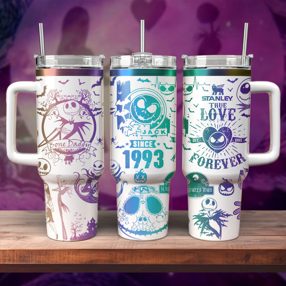 The nightmare Before Christmas Movies Custom Stanley Quencher 40oz Stainless Steel Tumbler With Handle