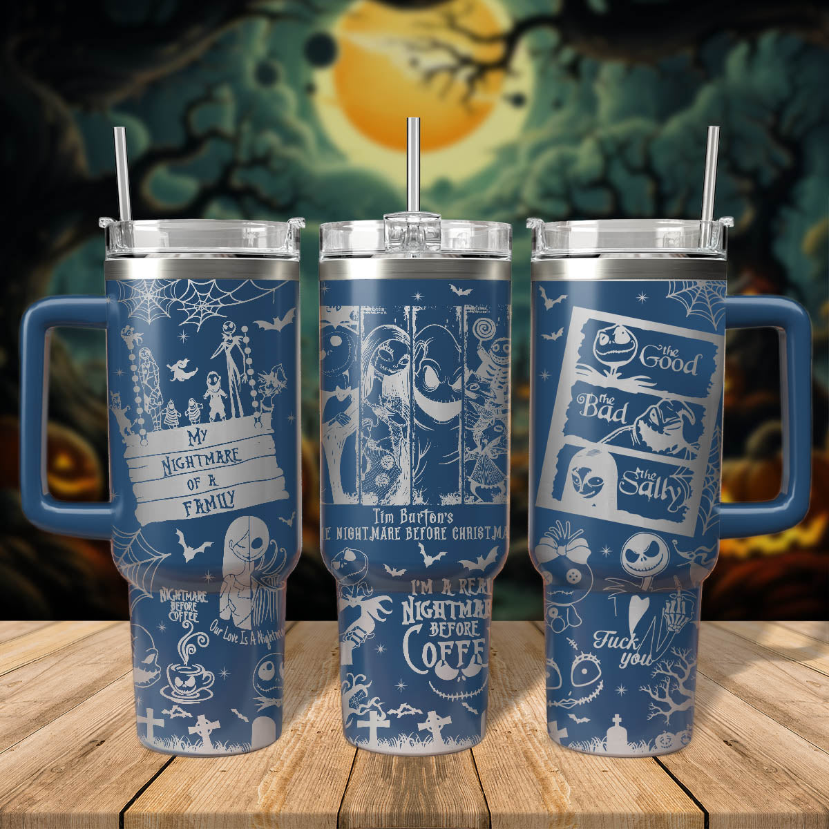 The Nightmare Before Christmas Movies Custom Stanley Quencher 40oz Stainless Steel Tumbler With Handle