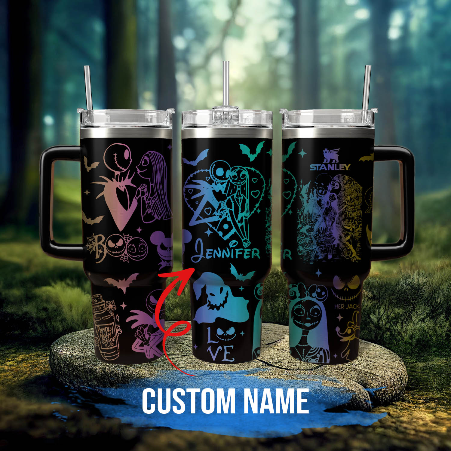 The Nightmare Before Christmas Movies Custom Stanley Quencher 40oz Stainless Steel Tumbler With Handle