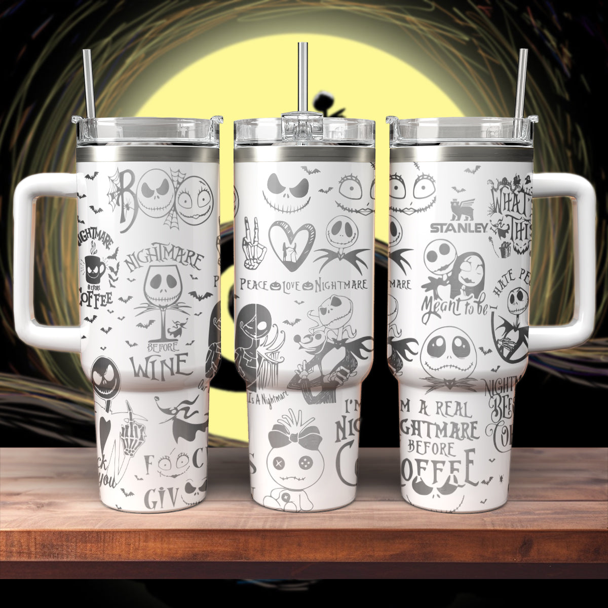 The Nightmare Before Christmas Movies Custom Stanley Quencher 40oz Stainless Steel Tumbler With Handle
