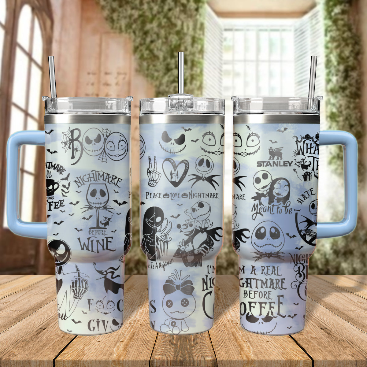 The Nightmare Before Christmas Movies Custom Stanley Quencher 40oz Stainless Steel Tumbler With Handle