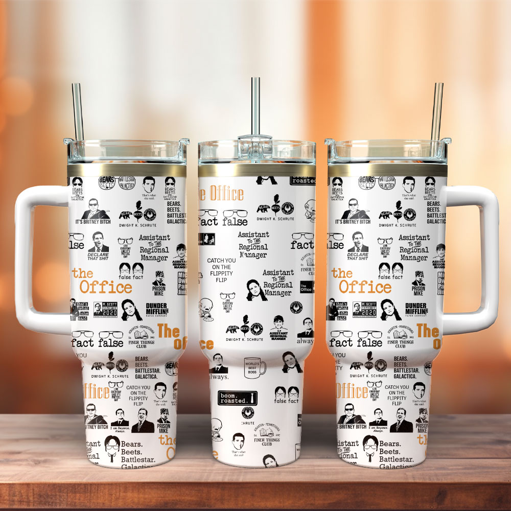 The Office TV Series Custom Stanley Quencher 40oz Stainless Steel Tumbler With Handle