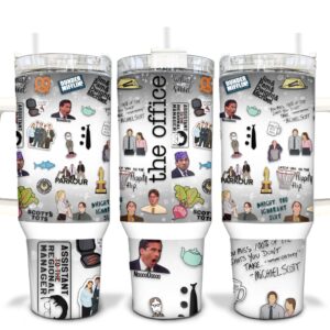 The Office TV Series Custom Stanley Quencher 40oz Stainless Steel Tumbler With Handle