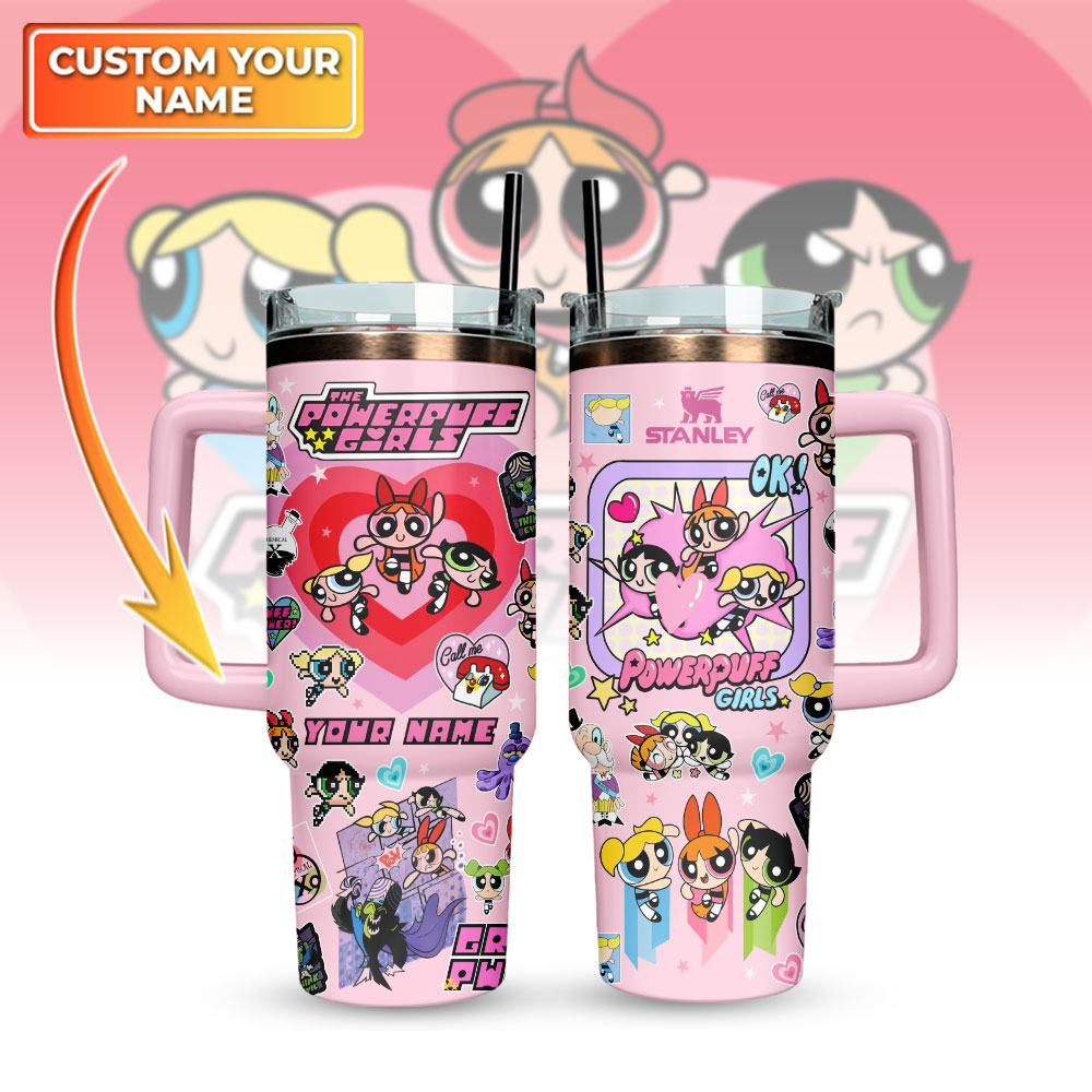 The Powerpuff Girls Custom Stanley Quencher 40oz Stainless Steel Tumbler With Handle