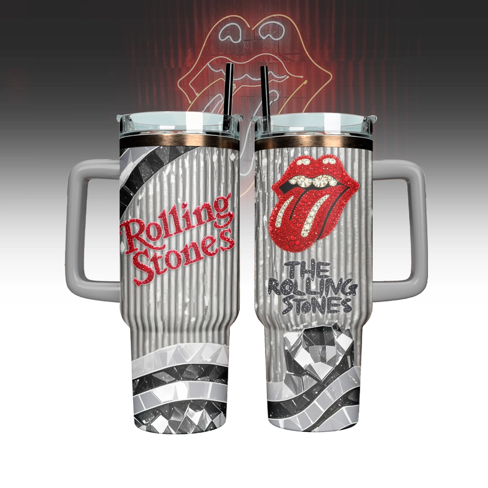 The Rolling Stones Custom Stanley Quencher 40oz Stainless Steel Tumbler With Handle