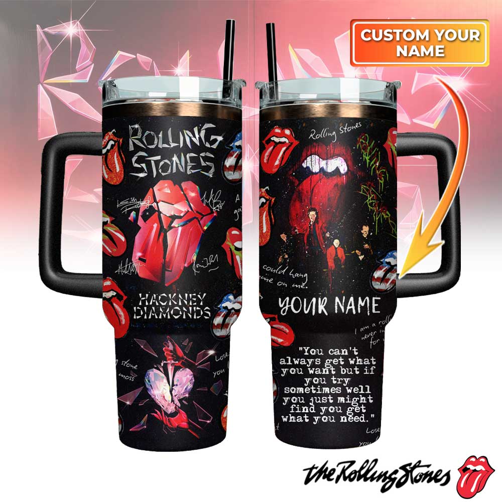 The Rolling Stones Custom Stanley Quencher 40oz Stainless Steel Tumbler With Handle