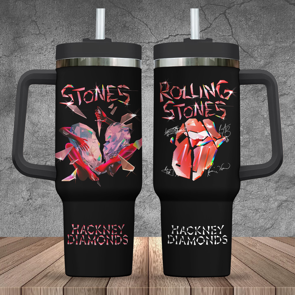 The Rolling Stones Music Custom Stanley Quencher 40oz Stainless Steel Tumbler With Handle