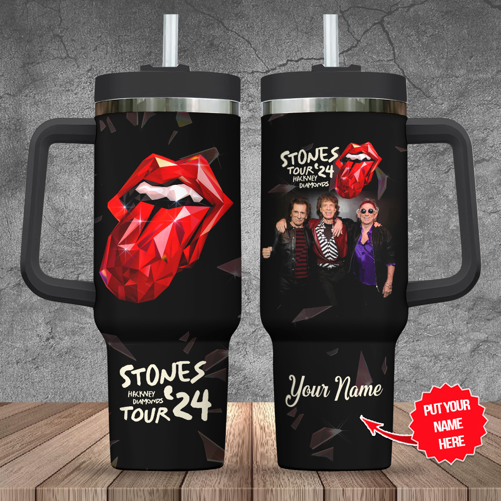 The Rolling Stones Music Custom Stanley Quencher 40oz Stainless Steel Tumbler With Handle