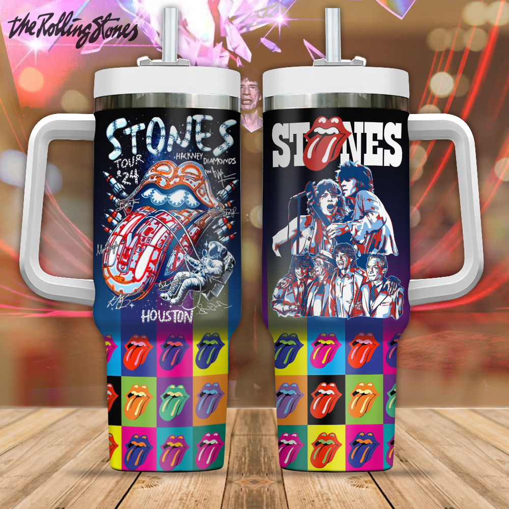 The Rolling Stones Tour 2024 Music Custom Stanley Quencher 40oz Stainless Steel Tumbler With Handle