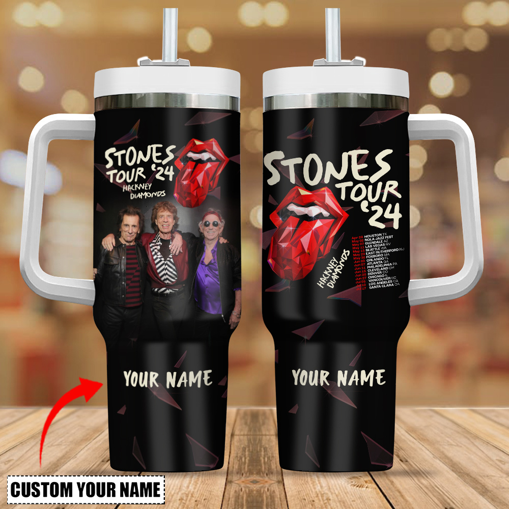 The Rolling Stones Tour 2024Music Custom Stanley Quencher 40oz Stainless Steel Tumbler With Handle