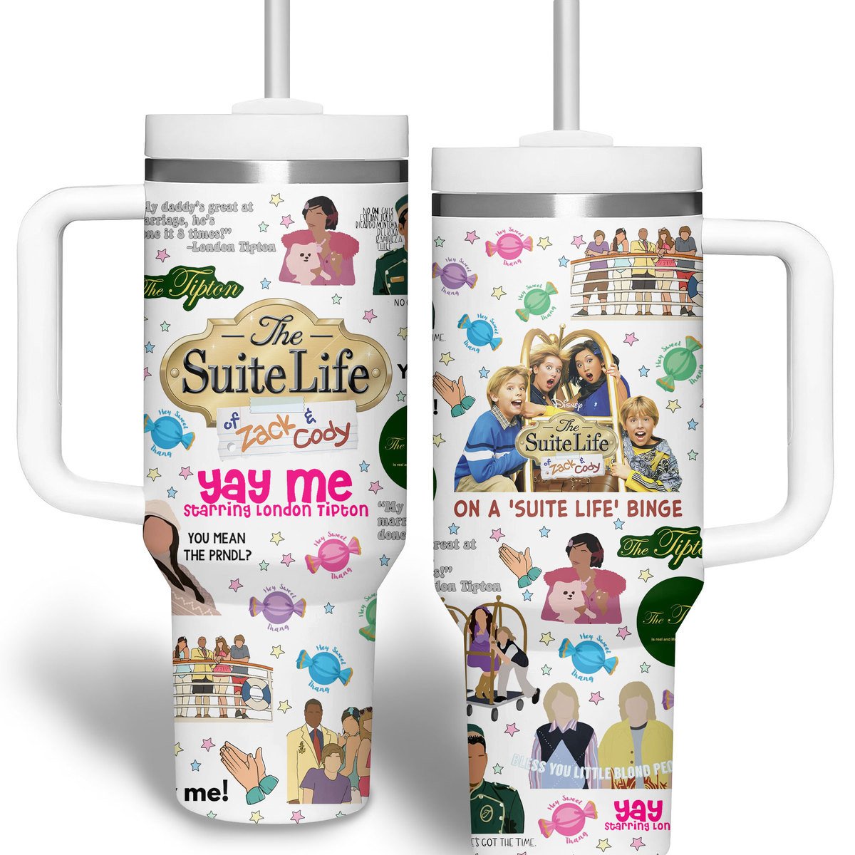 The Suite Life of Zack & Cody TV Series Custom Stanley Quencher 40oz Stainless Steel Tumbler With Handle